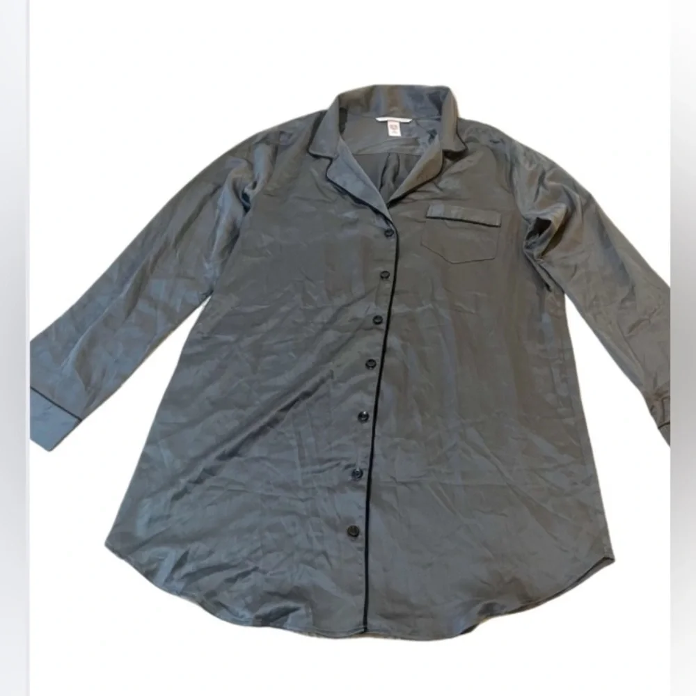 Victoria's Secret Dark Grey Silk Like Pajama Sleep Shirt - Picture 3 of 3